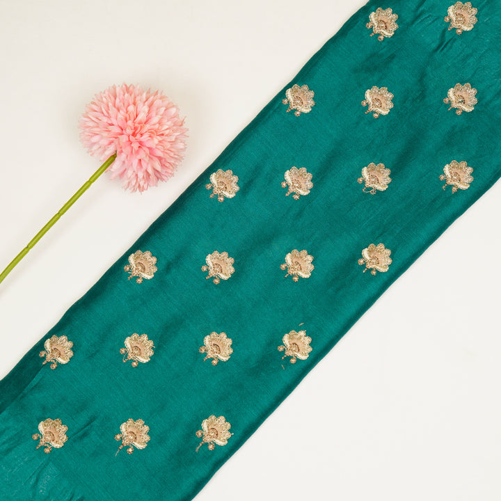Hemika Buti on Teal Green Silk Chanderi Embroidered Fabric