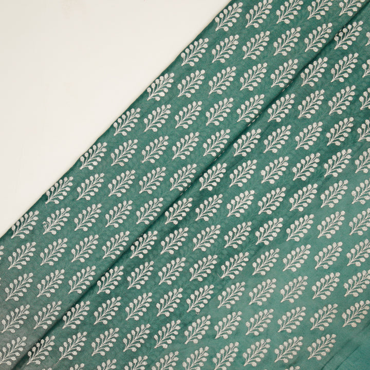 Vanika Buti on Teal Silk Chanderi Embroidered Fabric