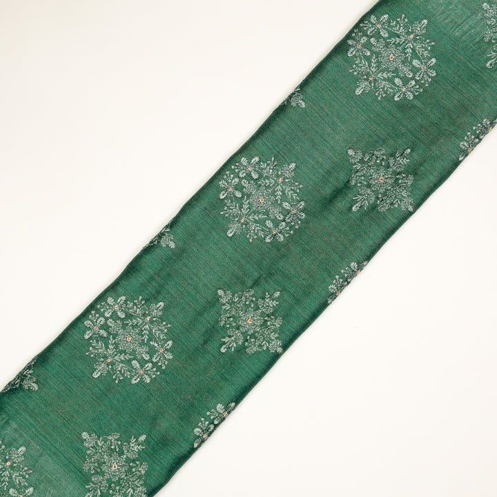 Raima Buta on Teal Munga Silk Embroidered Fabric