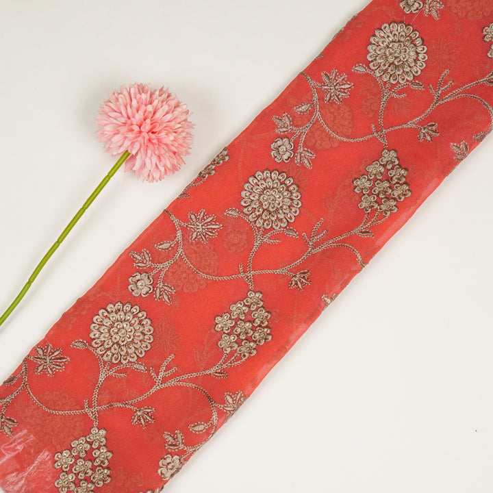 Glida Jaal on Tomato Semi Georgette Embroidered Fabric