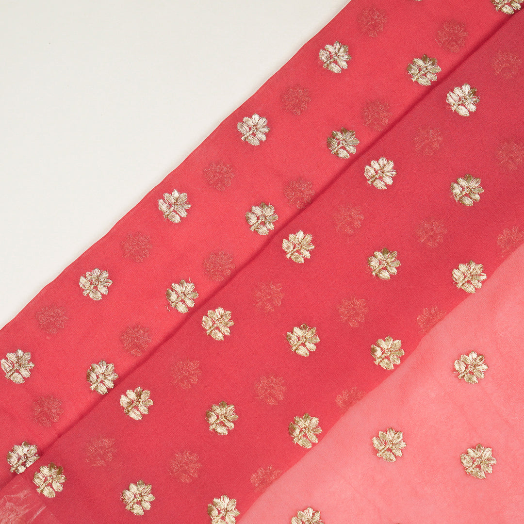 Luma Buti on Tomato Semi Georgette Embroidered Fabric