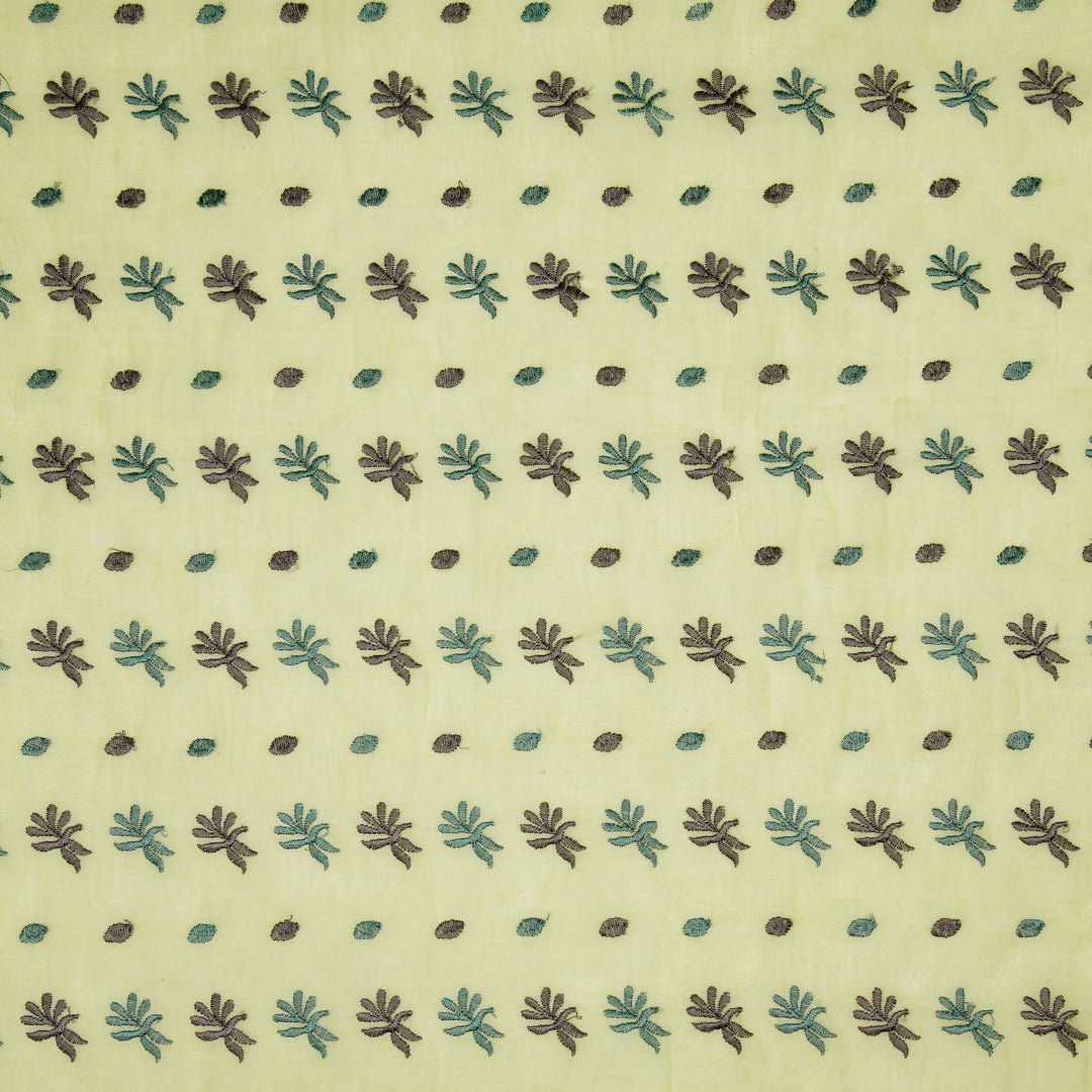 Smita Buti on Light/Yellow Cotton Silk Embroidered Fabric