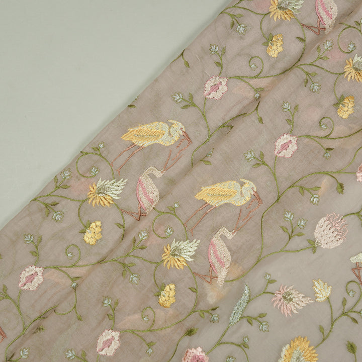 Arunima Jaal on Almond Cotton Silk Embroidered Fabric