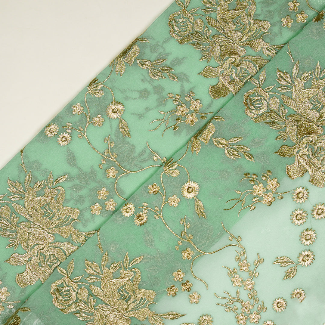 Nadira Jaal on Aqua Semi Georgette Embroidered Fabric