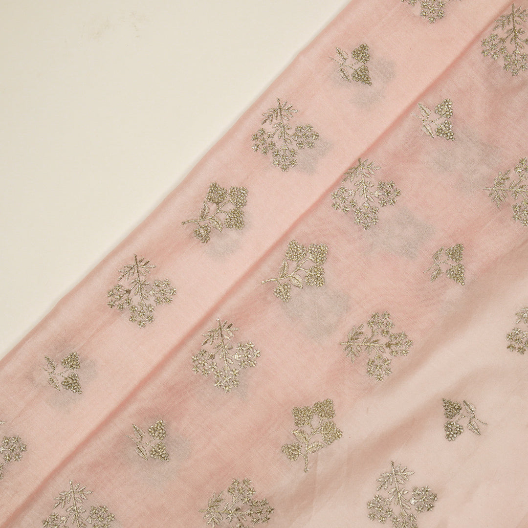 Lubna Buta Buti Mixture on Baby Pink Silk Chanderi Embroidered Fabric