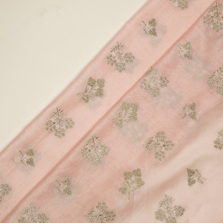 Lubna Buta Buti Mixture on Baby Pink Silk Chanderi Embroidered Fabric