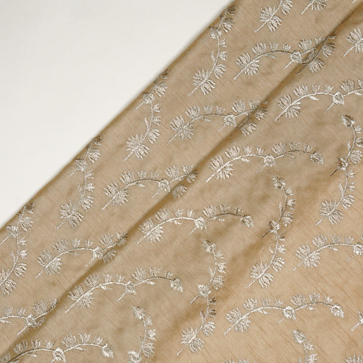 Sunerah Zari Jaal on Beige Semi Raw Silk Embroidered Fabric