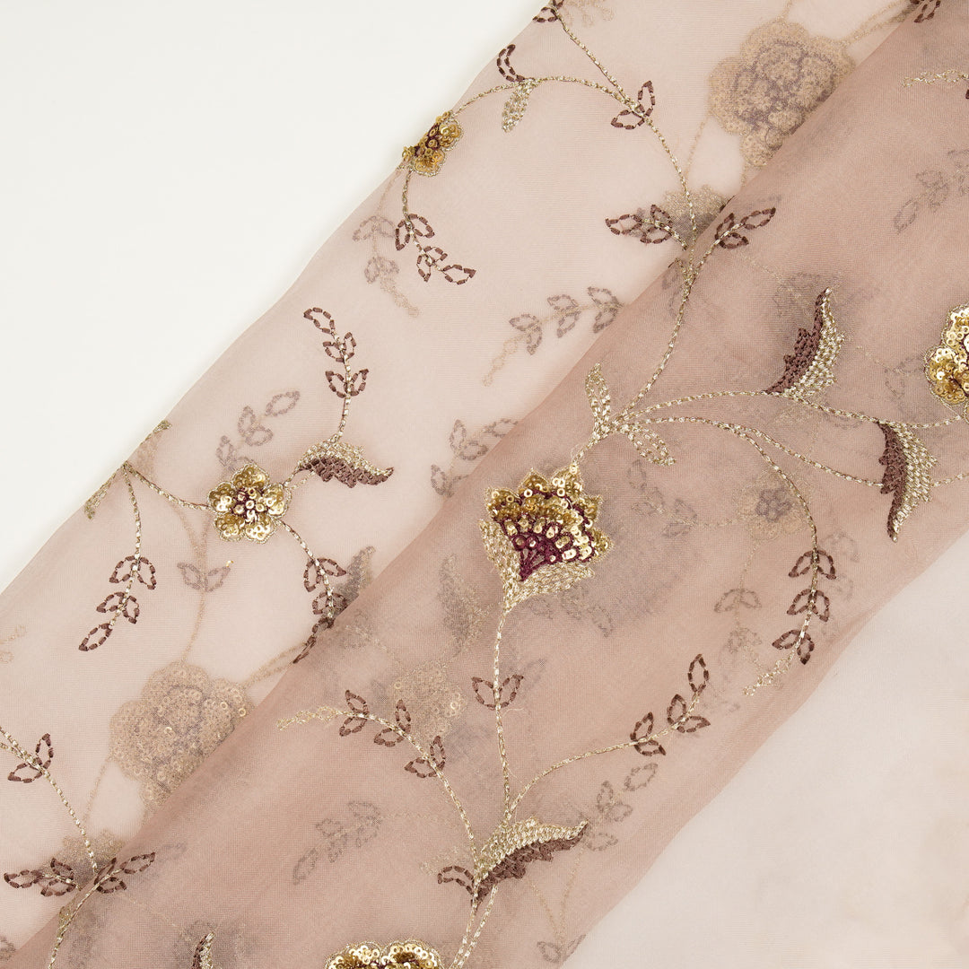 Isha Jaal on Blush Silk Organza Embroidered Fabric