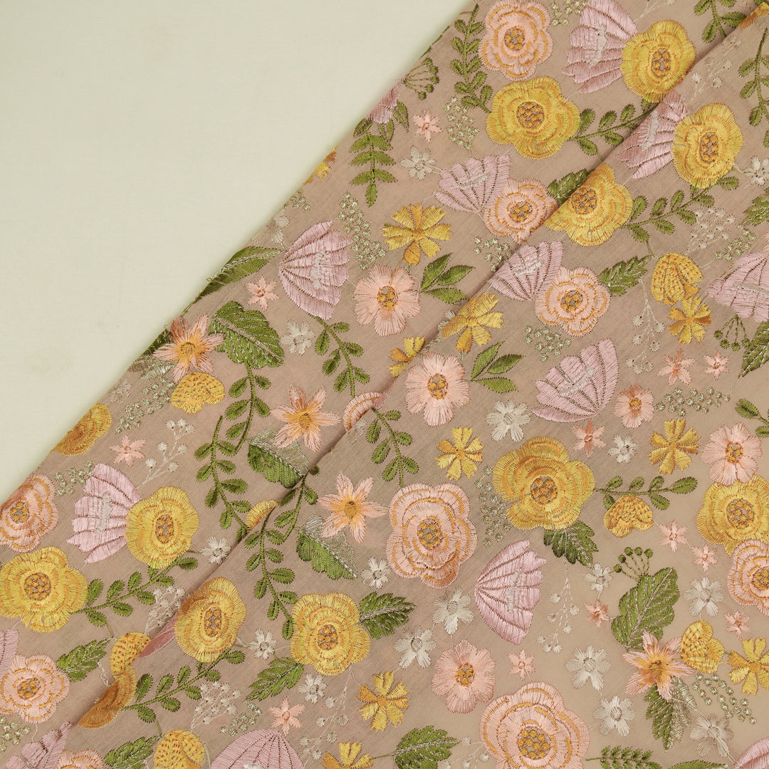 Waha Jaal on Blush Silk Chanderi Embroidered Fabric