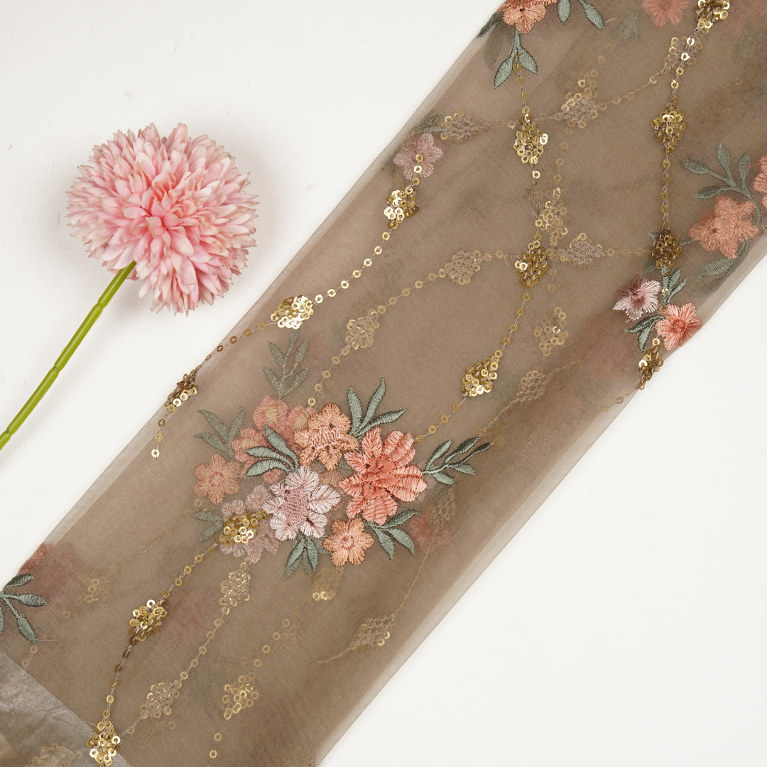 Purvai Floral Jaal On Blush Silk Organza-Zarinama