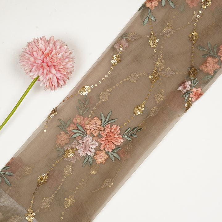 Purvai Floral Jaal On Blush Silk Organza-Zarinama