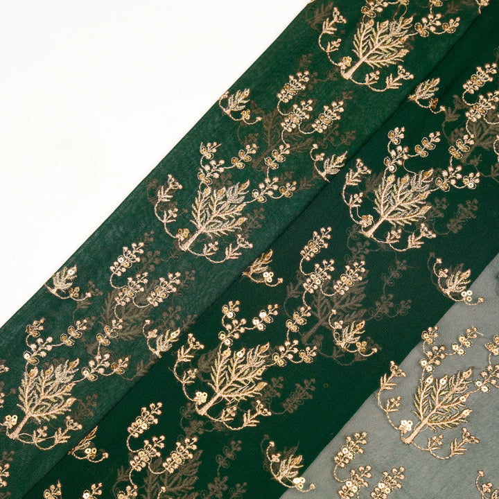 Dina Jaal on Bottle Green Semi Georgette Embroidered Fabric