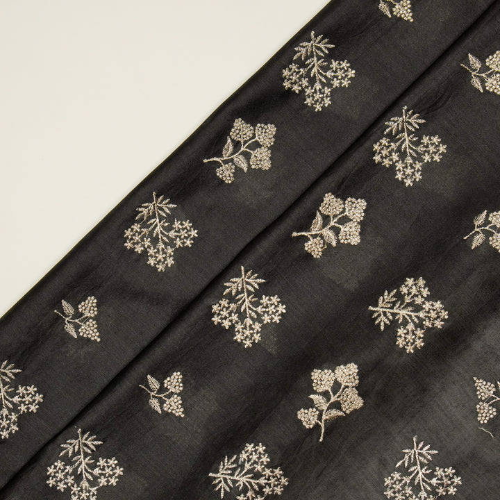 Lubna Buta Buti Mixture on Charcoal Silk Chanderi Embroidered Fabric