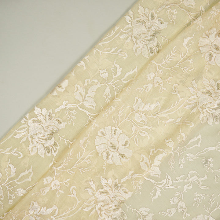 Raveesh Jaal on Cream Cotton Silk Embroidered Fabric