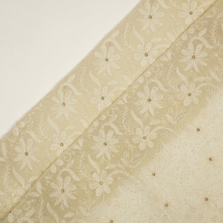 Charita Jaal on Cream Cotton Silk Embroidered Fabric
