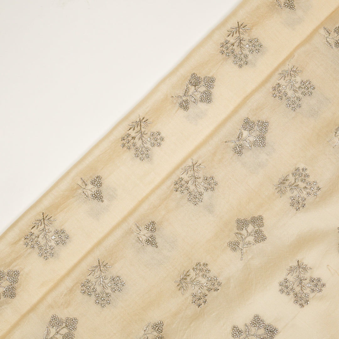 Lubna Buta Buti Mixture on Cream Silk Chanderi Embroidered Fabric