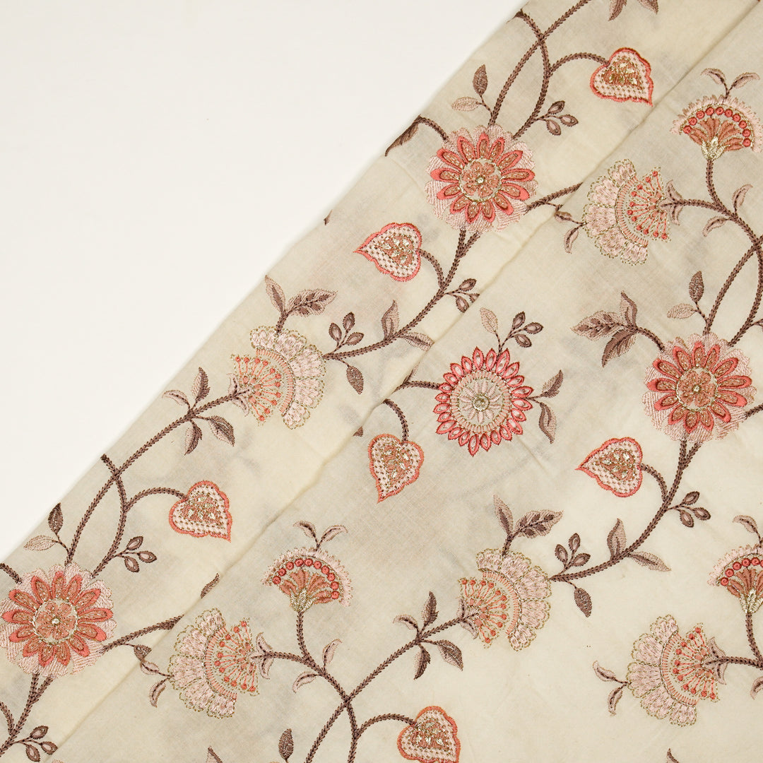 Wardah Jaal on Cream Malmal Embroidered Fabric