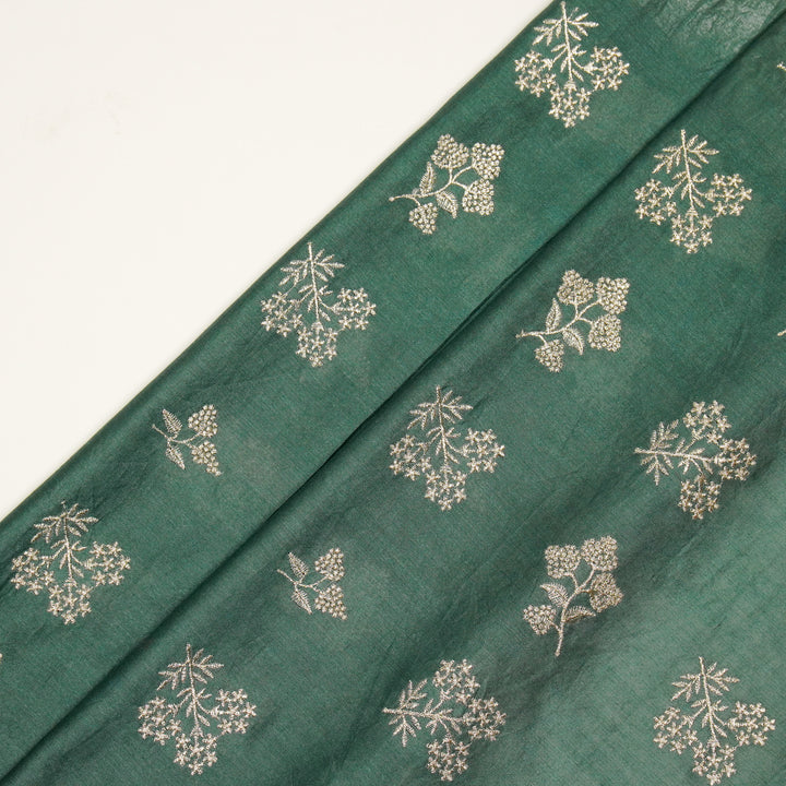 Lubna Buta Buti Mixture on Deep/Teal Silk Chanderi Embroidered Fabric