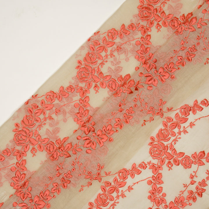 Nismah Jaal on Dusky/Cream Cotton Silk Embroidered Fabric