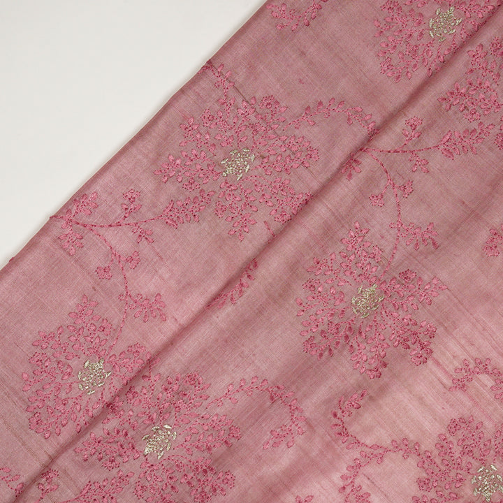 Mihir Jaal On Dusky Pink Tussar Silk Embroidered Fabric