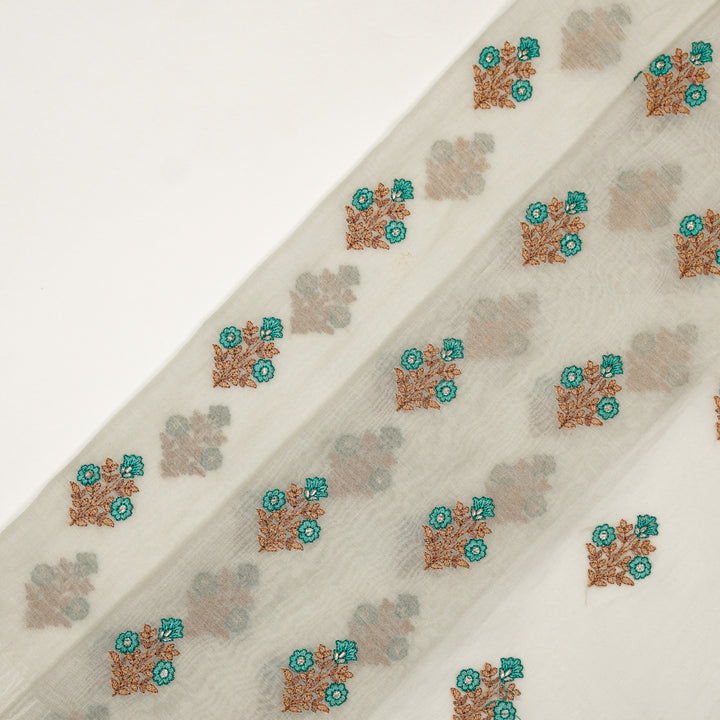 Rima Buti on Ecru Cotton Silk Embroidered Fabric