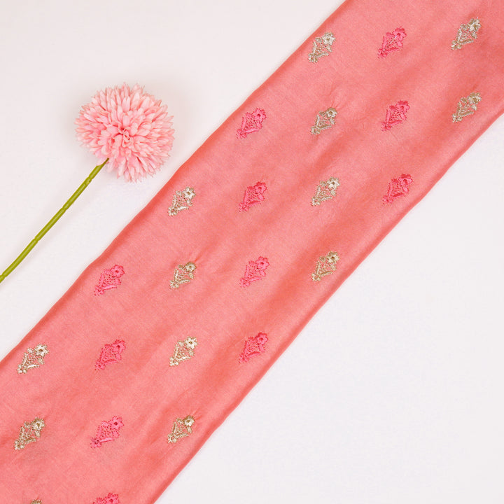 Tusha Buti on Gajari Luxe Silk Chanderi Embroidered Fabric