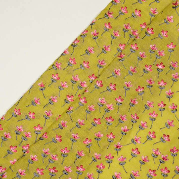 Varsha Buti on Gold Cotton Linen Embroidered Fabric