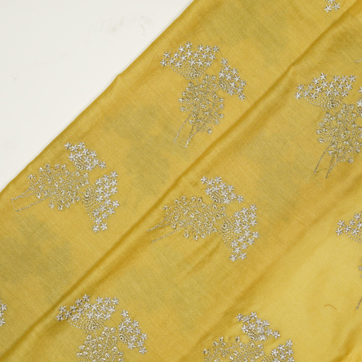 Baheera Buta on Gold Silk Chanderi Embroidered Fabric
