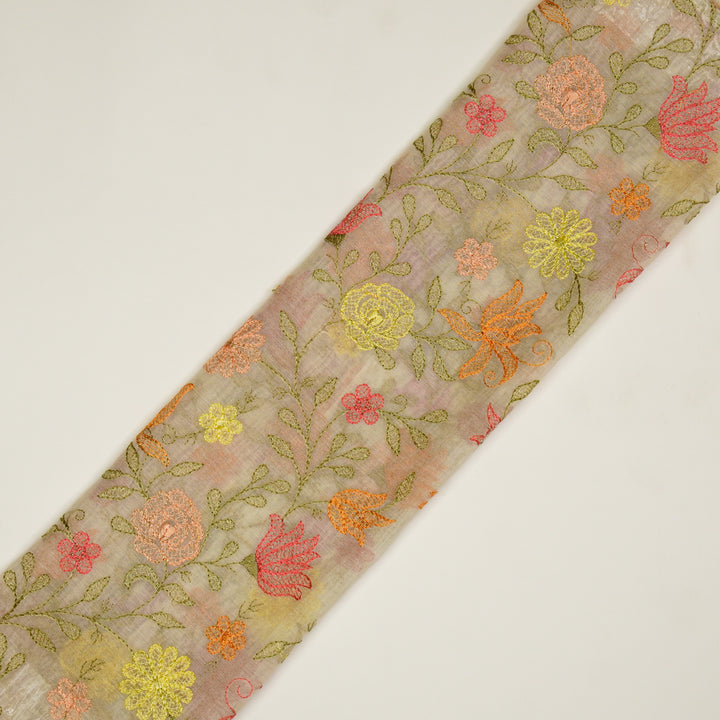 Amaira Jaal on Ivory Cotton Silk Embroidered Fabric