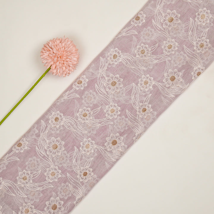 Alara Jaal on Lavender Cotton Silk Embroidered Fabric