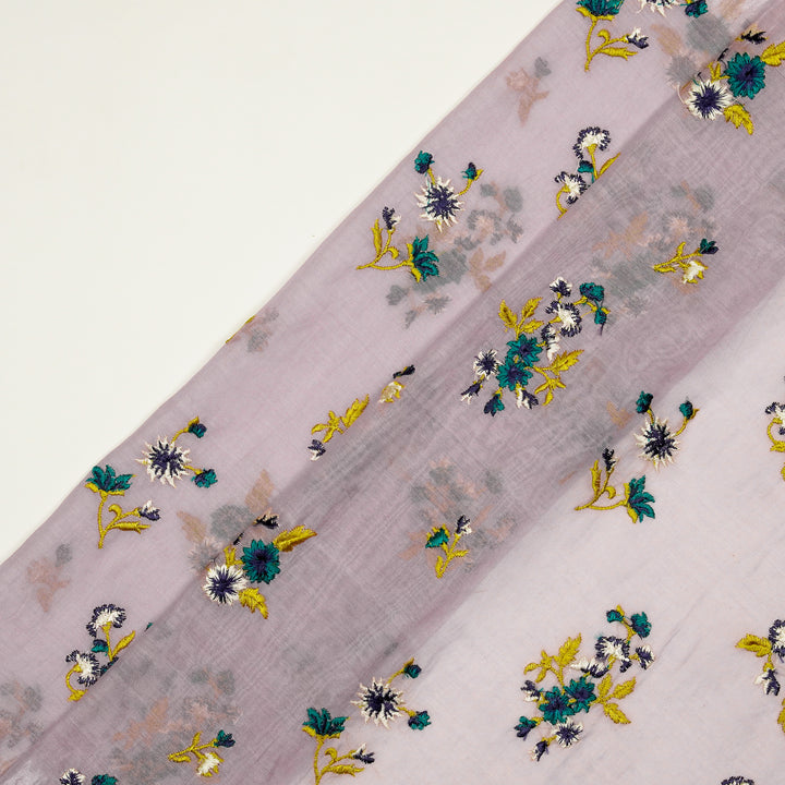 Ayda Buta Buti Mixture on Lavender Cotton Silk Embroidered Fabric