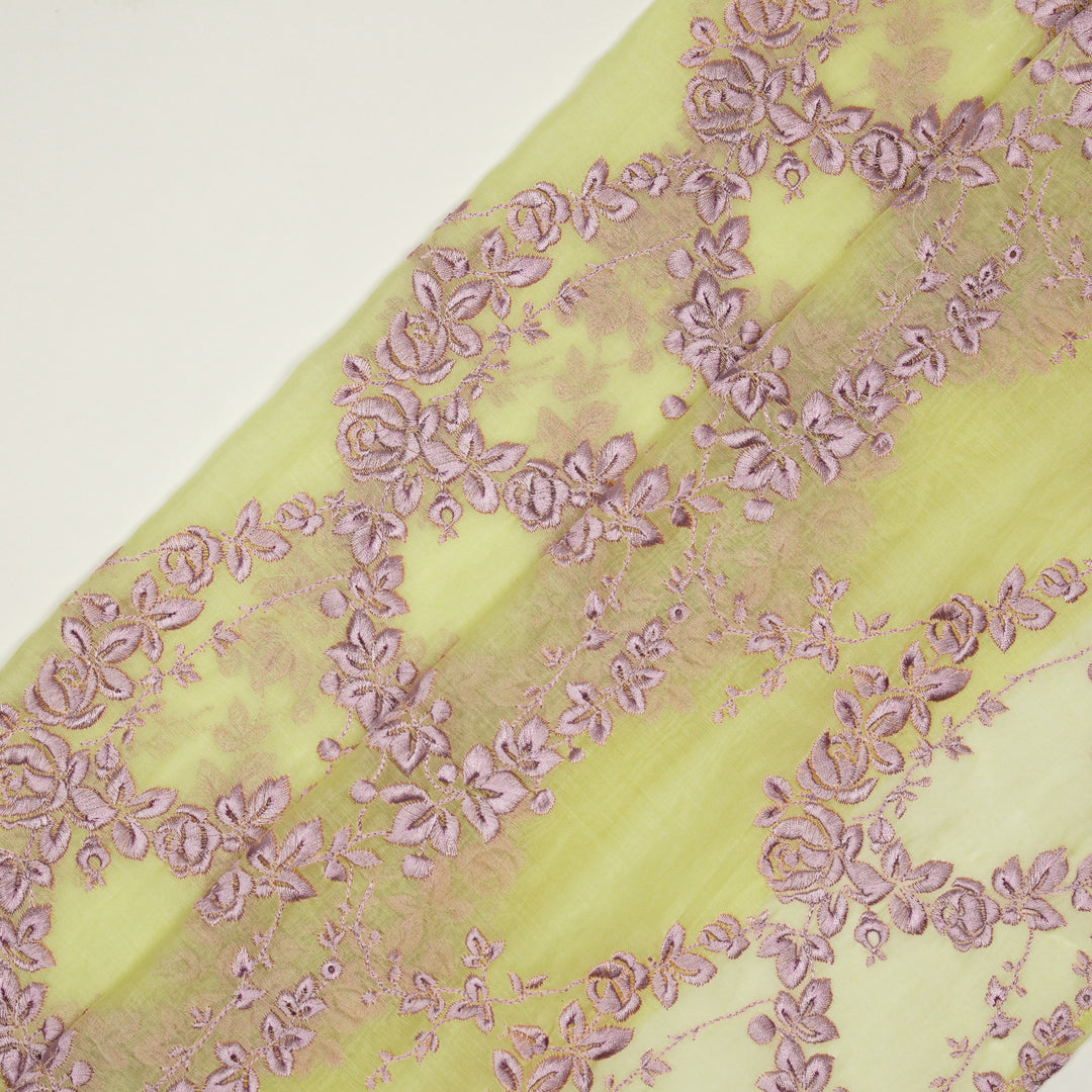 Nismah Jaal on Lemon Cotton Silk Embroidered Fabric