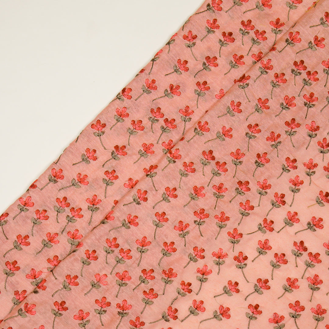 Varsha Buti on Light Gajari Cotton Linen Embroidered Fabric