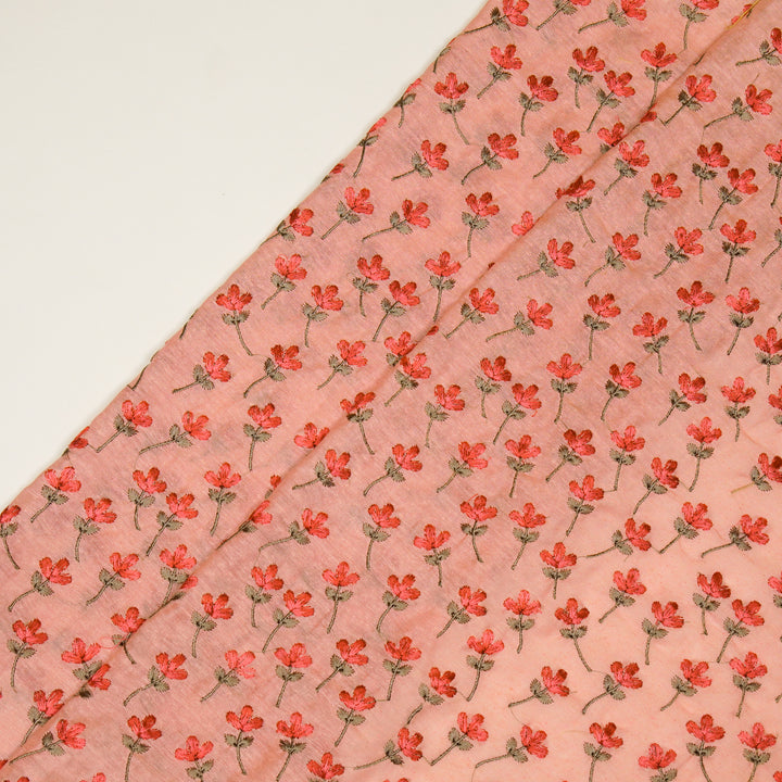 Varsha Buti on Light Gajari Cotton Linen Embroidered Fabric