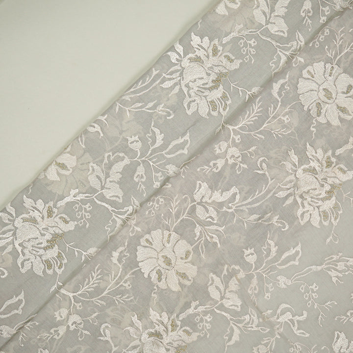 Raveesh Jaal on Light Grey Cotton Silk Embroidered Fabric