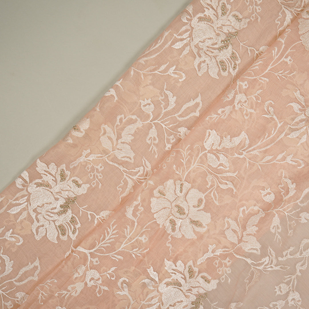 Raveesh Jaal on Light Peach Cotton Silk Embroidered Fabric