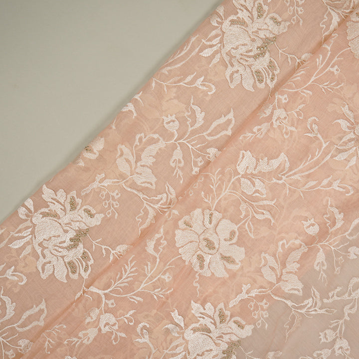 Raveesh Jaal on Light Peach Cotton Silk Embroidered Fabric