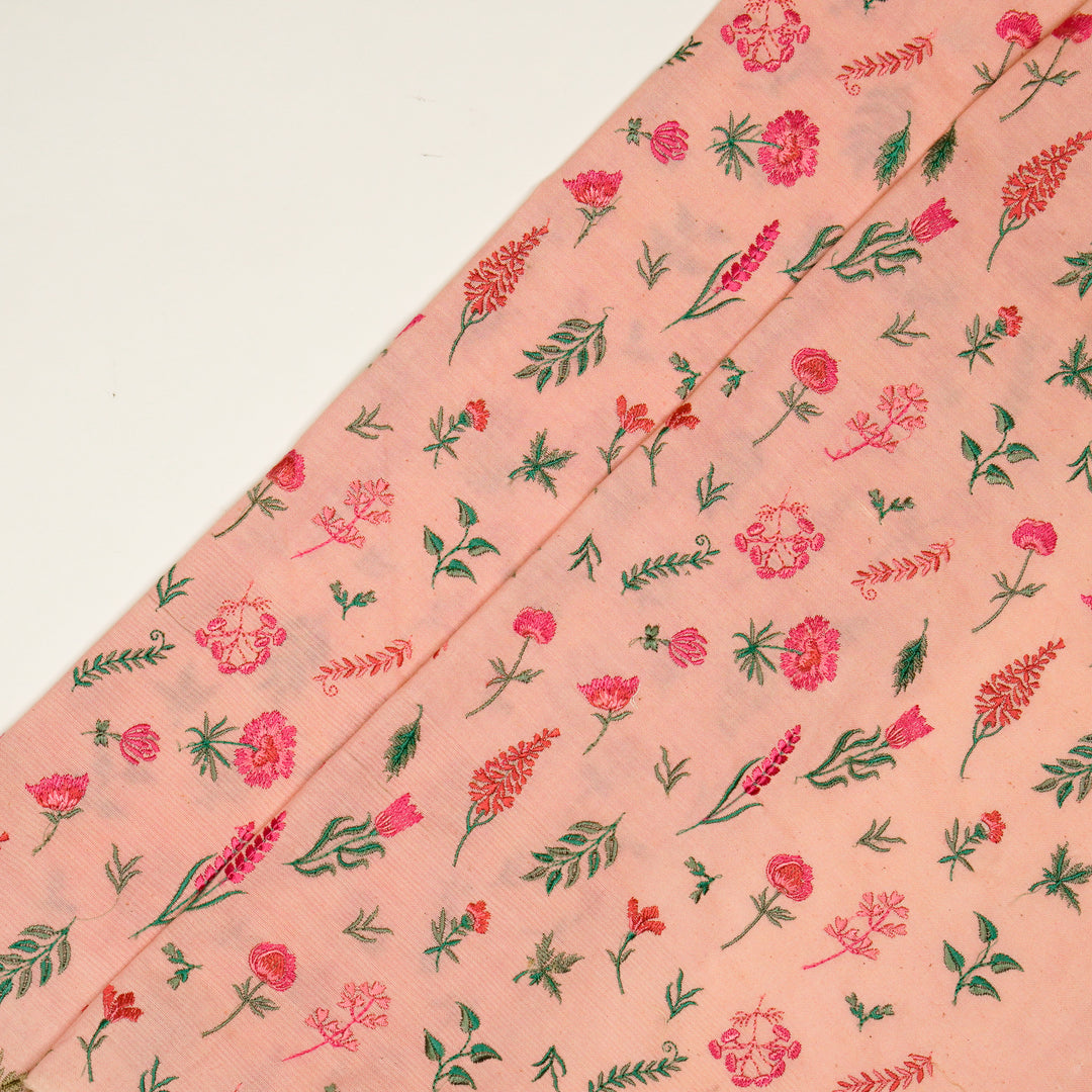 Grishma Buta Buti Mixture on Light/Peach Cotton Linen Embroidered Fabric