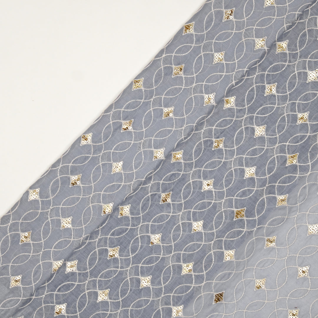 Vibha Jaal on Mauve Cotton Silk Embroidered Fabric