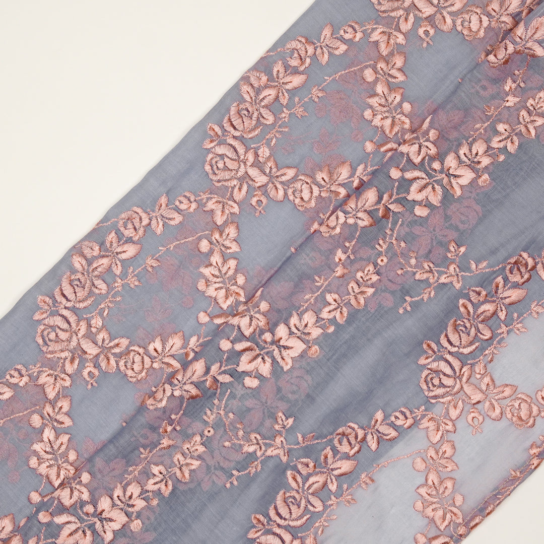 Nismah Jaal on Mauve Cotton Silk Embroidered Fabric