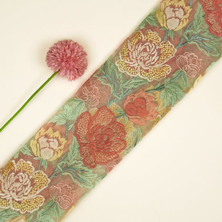 Elisha  Floral Jaal on  Natural Silk Organza