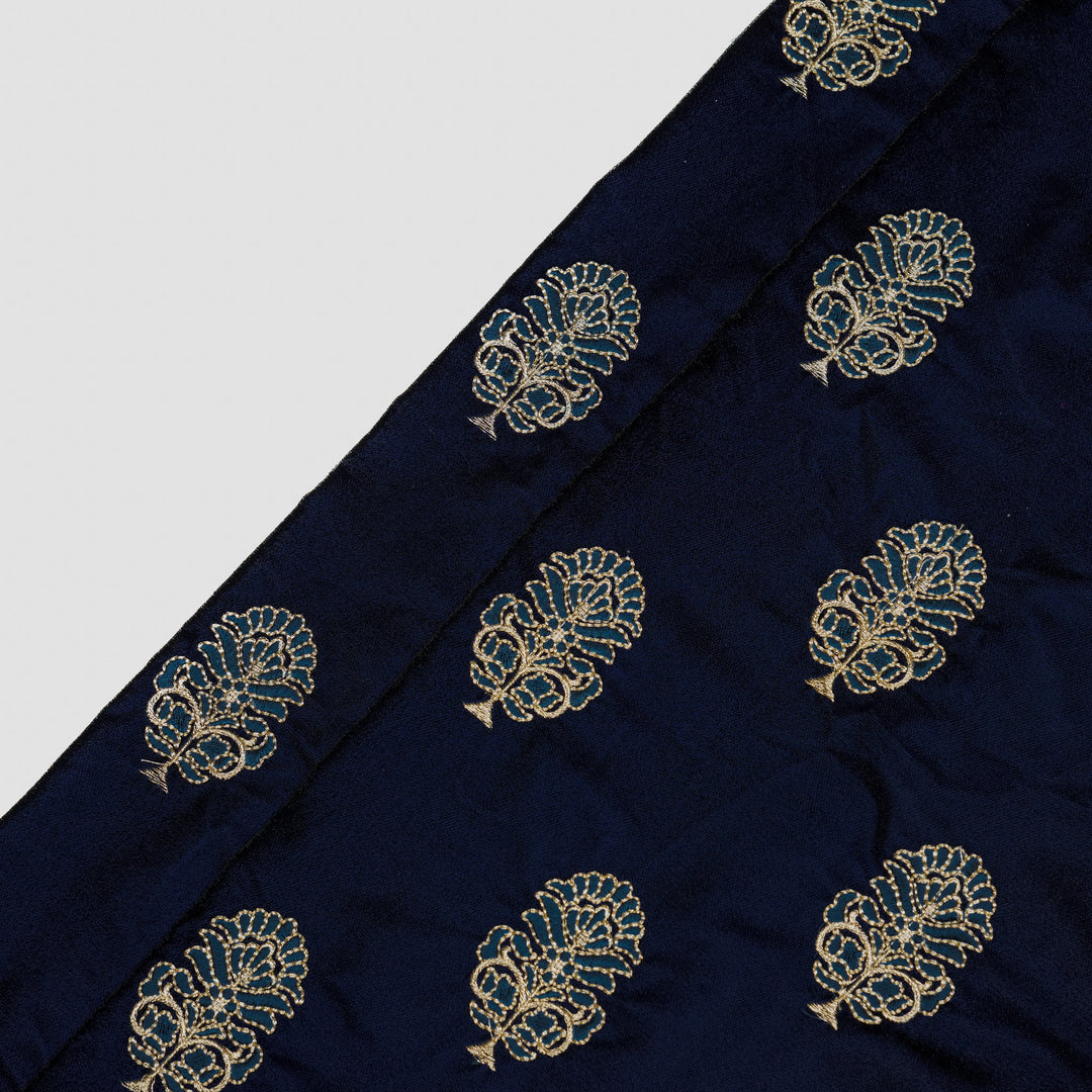 Ansaar Buta On Navy Blue Velvet Embroidered Fabric