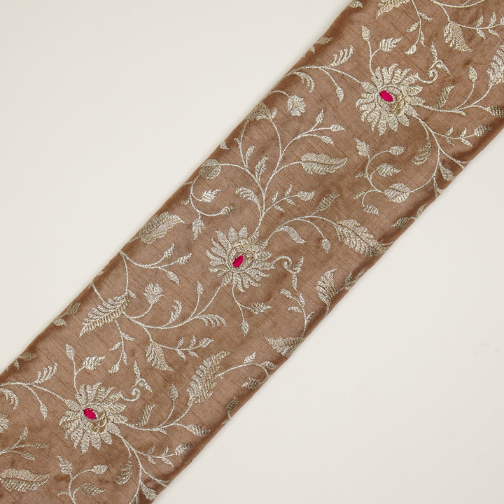 Kanira Jaal on Onion Dola Silk Embroidered Fabric