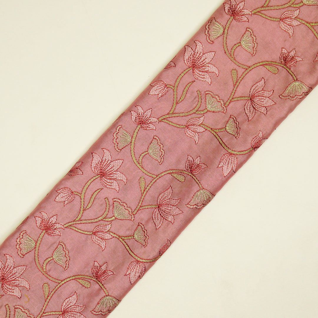 Manjusha Jaal on Onion Pink Luxe Silk Chanderi Embroidered Fabric