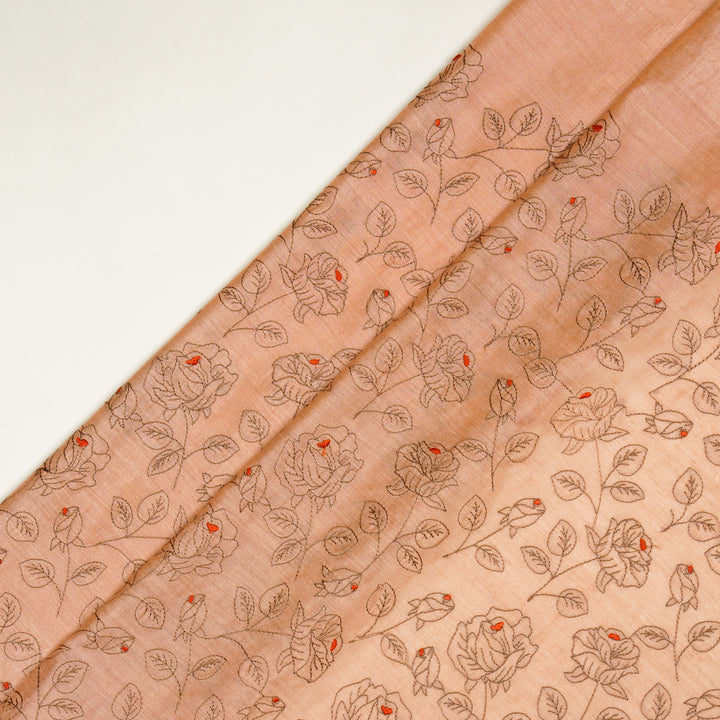 Gulbahar Jaal on Peach Munga Silk Embroidered Fabric