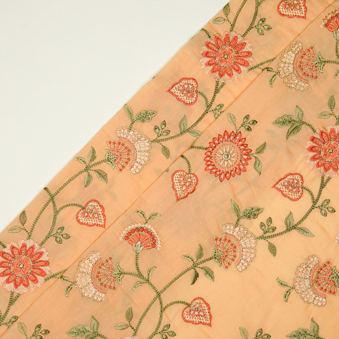 Wardah Jaal on Peach Malmal Embroidered Fabric