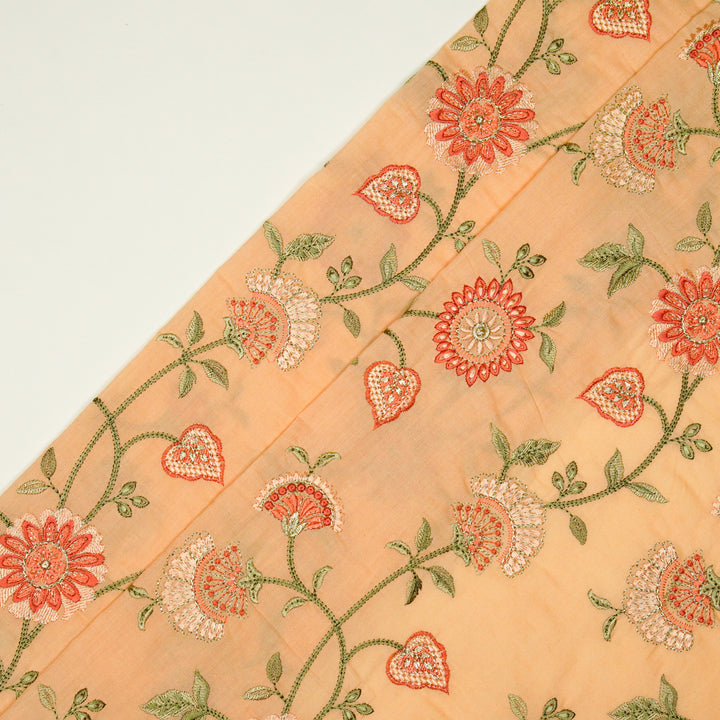 Wardah Jaal on Peach Malmal Embroidered Fabric