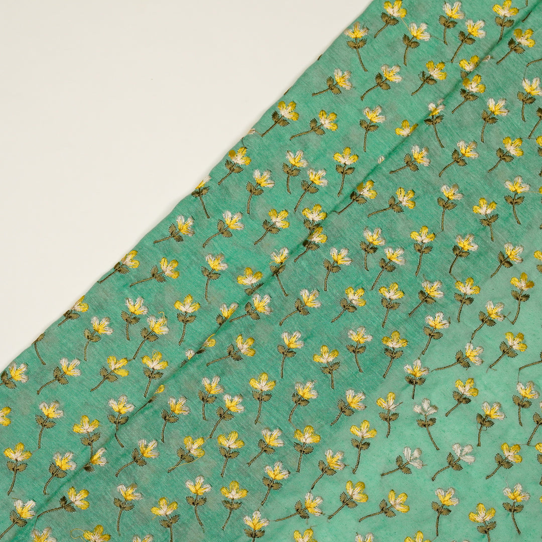 Varsha Buti on Persian/Green Cotton Linen Embroidered Fabric