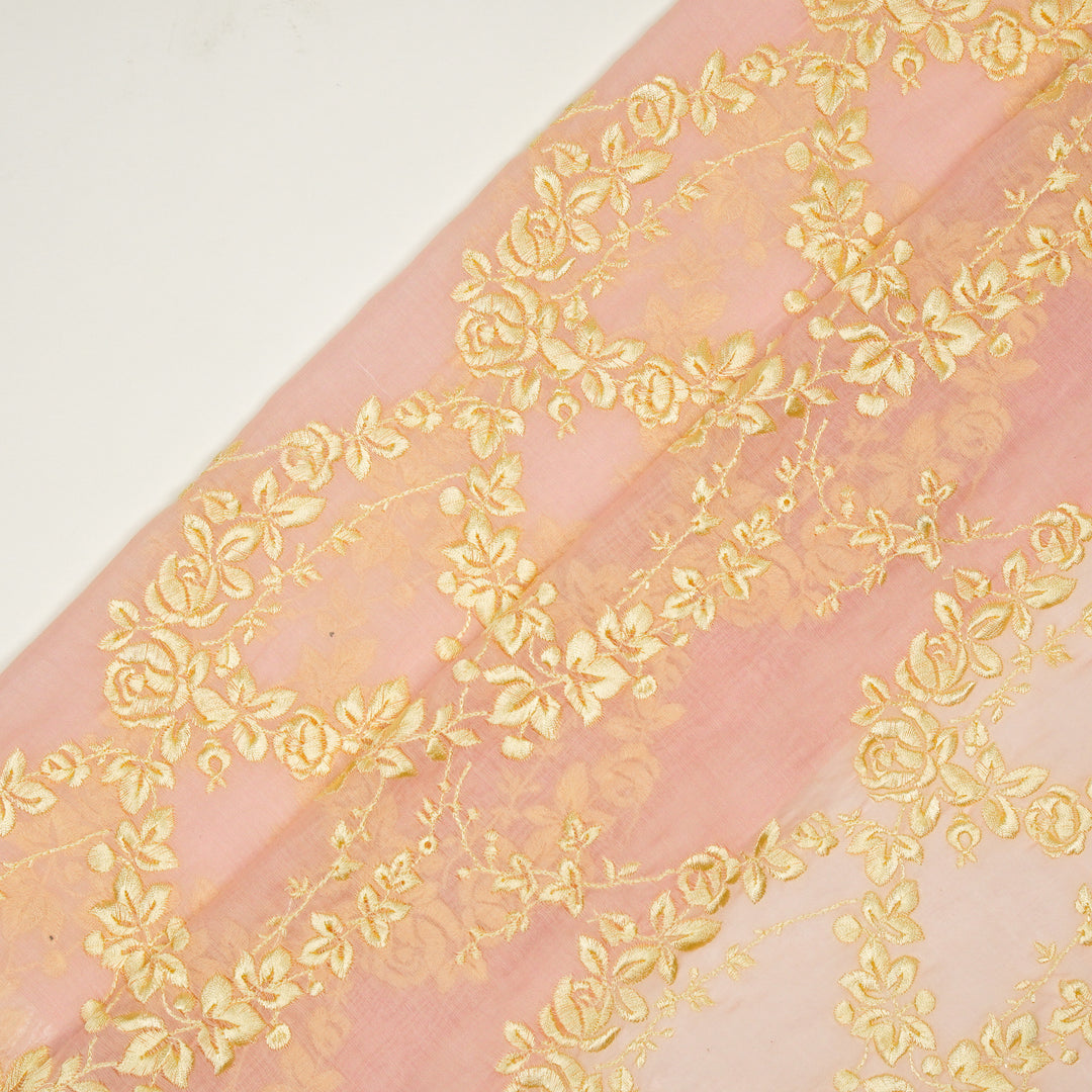 Nismah Jaal on Pink Cotton Silk Embroidered Fabric