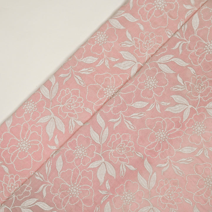 Samha Jaal on Pink Malmal Embroidered Fabric